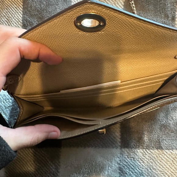 Coach Elegant White and Brown Chain Clutch - Picture 3 of 4